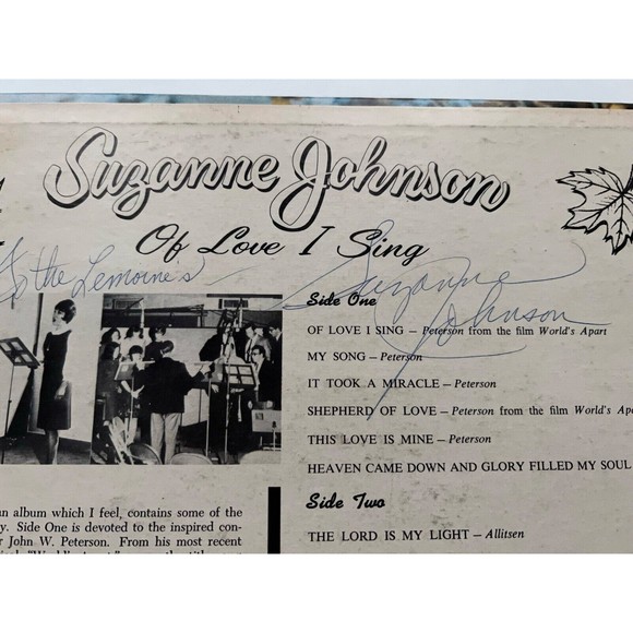 Suzanne Johnson Of Love I Sing 1967 LP Crown CV-1077 Autographed - Picture 3 of 8